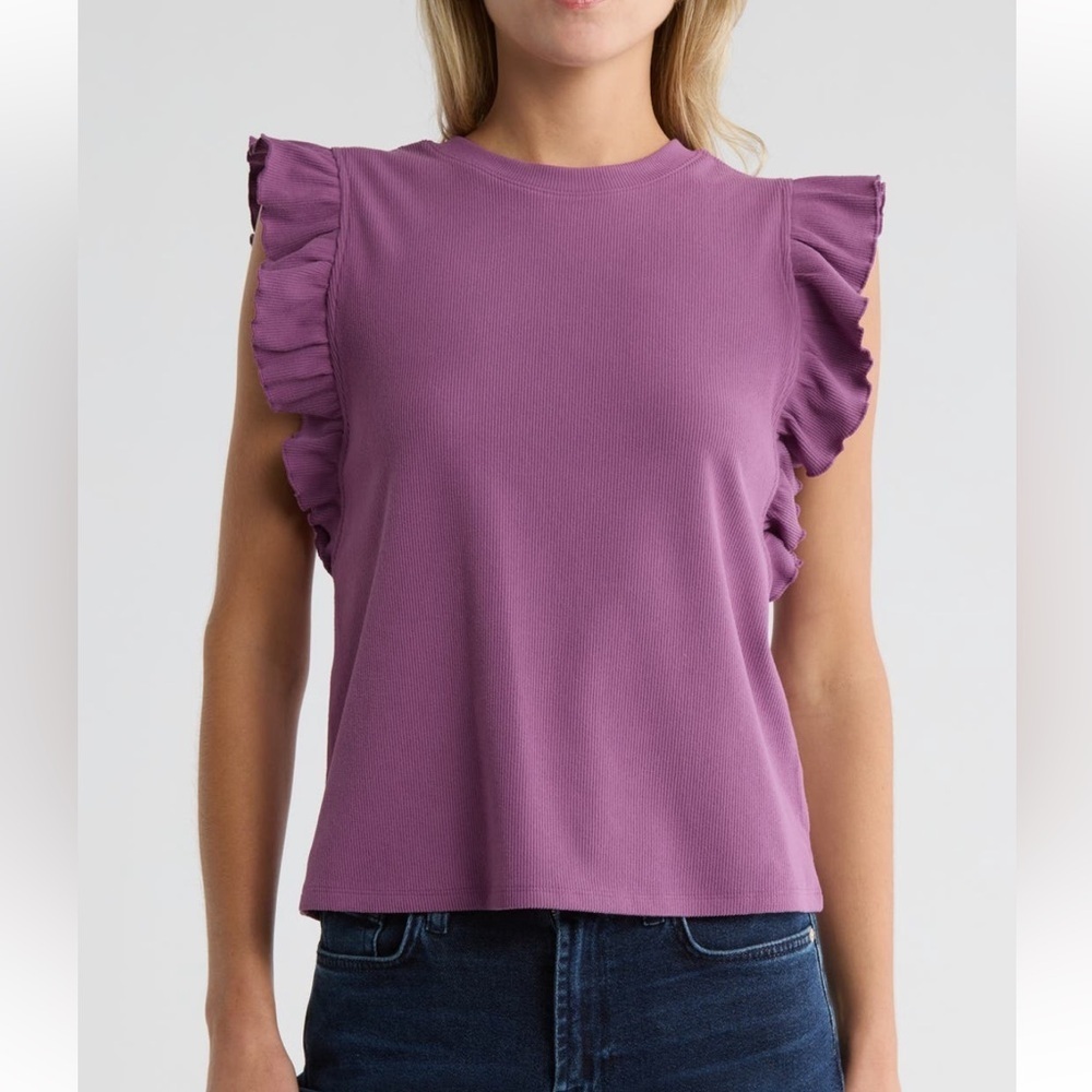 Melrose and Market Purple Ruffle Sleeve Tank